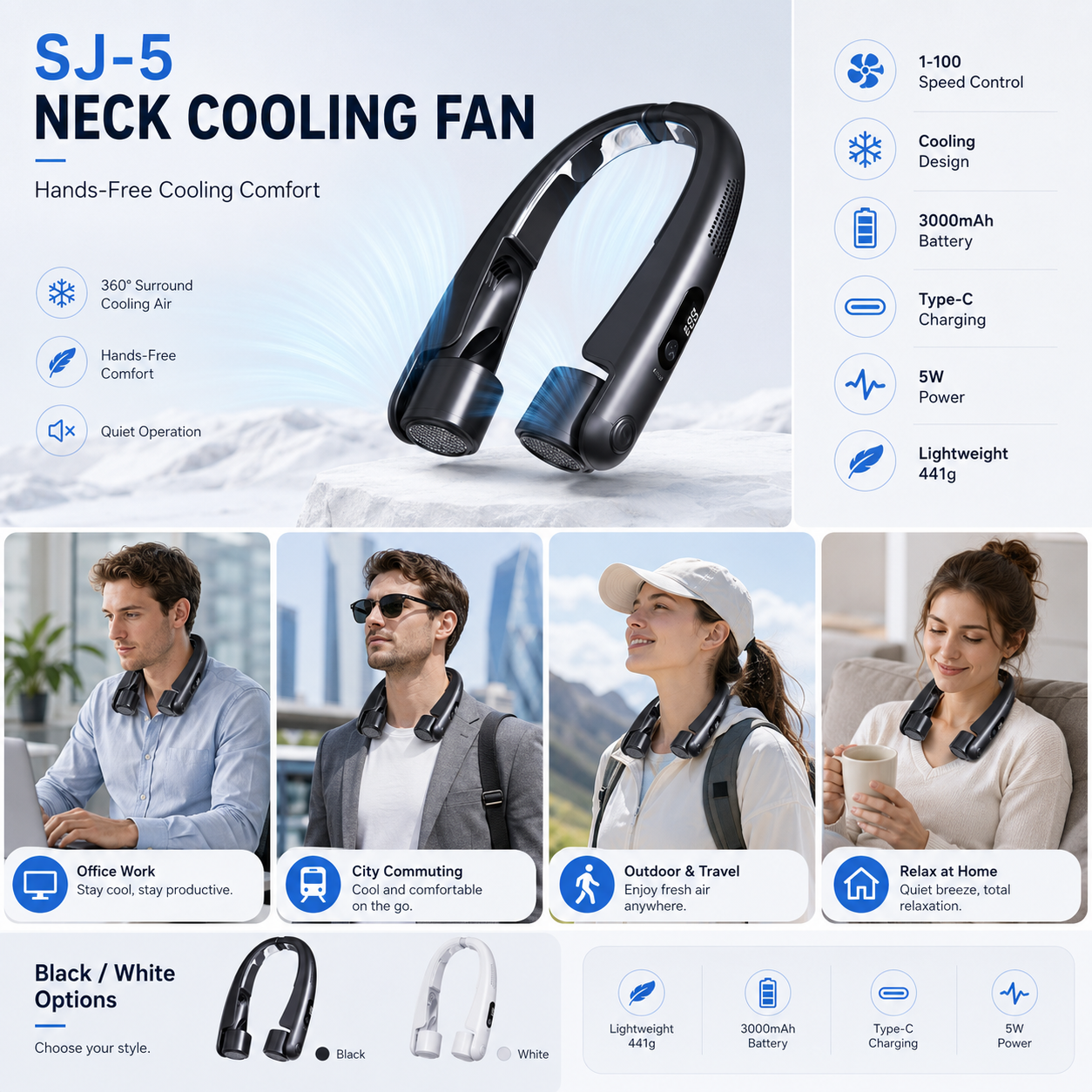 SJ-5 Neck cooling fan