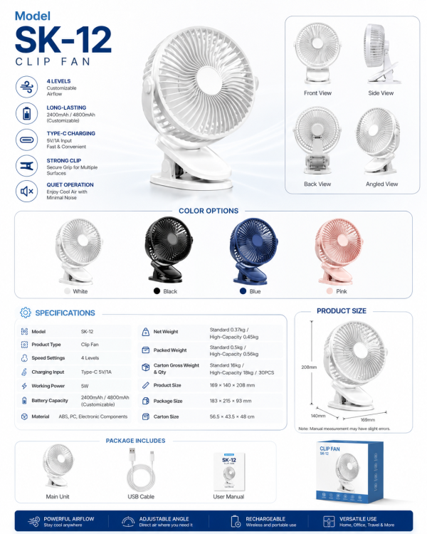 SK-12 DESK FANS INFO SK-12-DESK-FANS